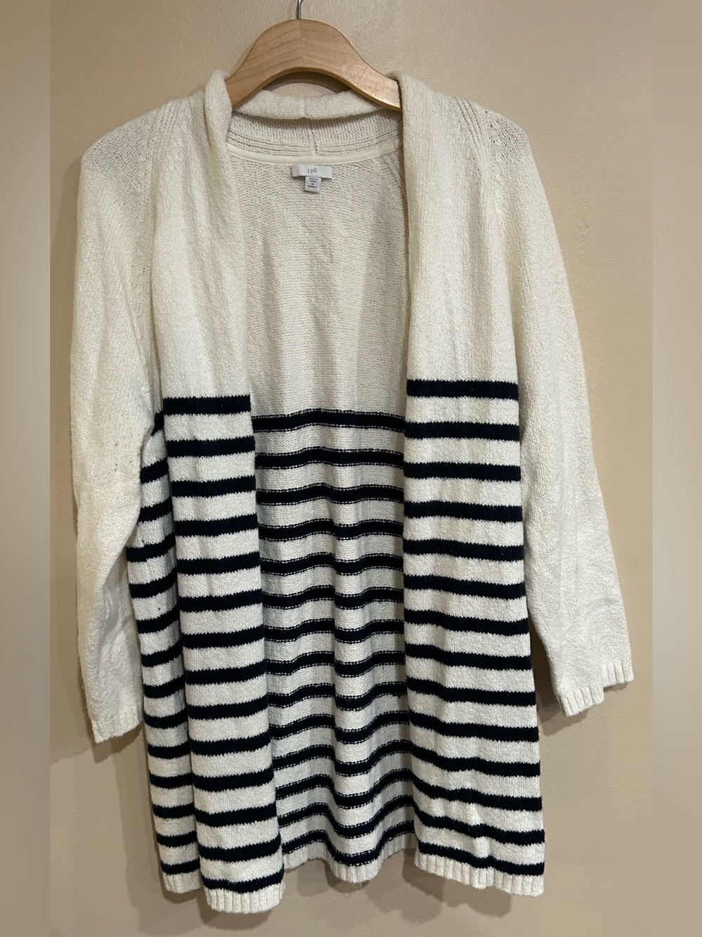 J.Jill Open Knit Stripe Cardigan Plus Size 2x Nautical Coastal